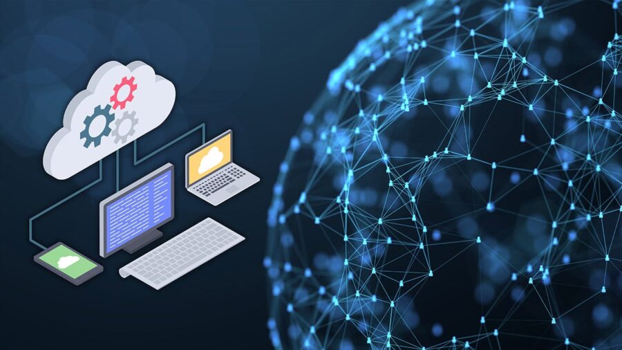 Abstract design of computer networking.